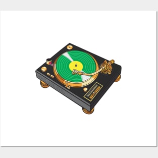 Turntable (Tricorn Black + Green Colorway) Analog / Music Posters and Art